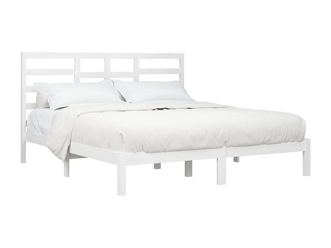 Cadre de lit sans matelas blanc bois massif 200x200 cm