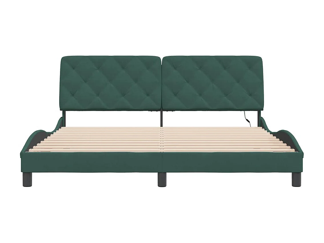 Bedframe met LED-verlichting donkergroen 180x200 cm fluweel