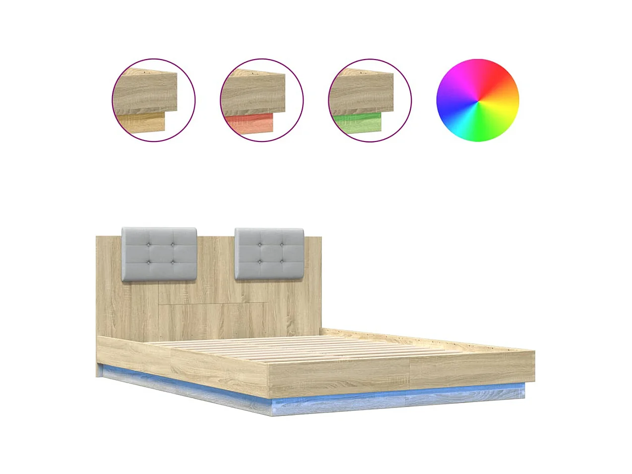 Bedframe met LED zonder matras Sonoma eiken 150x200 cm