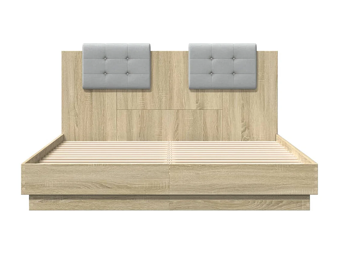 Bedframe met LED zonder matras Sonoma eiken 150x200 cm