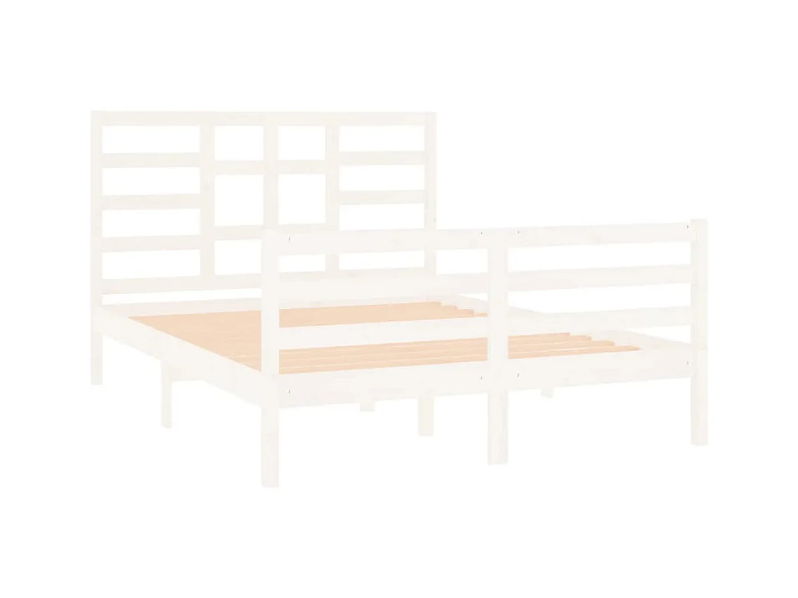 Cadre de lit sans matelas blanc bois massif 140x190 cm