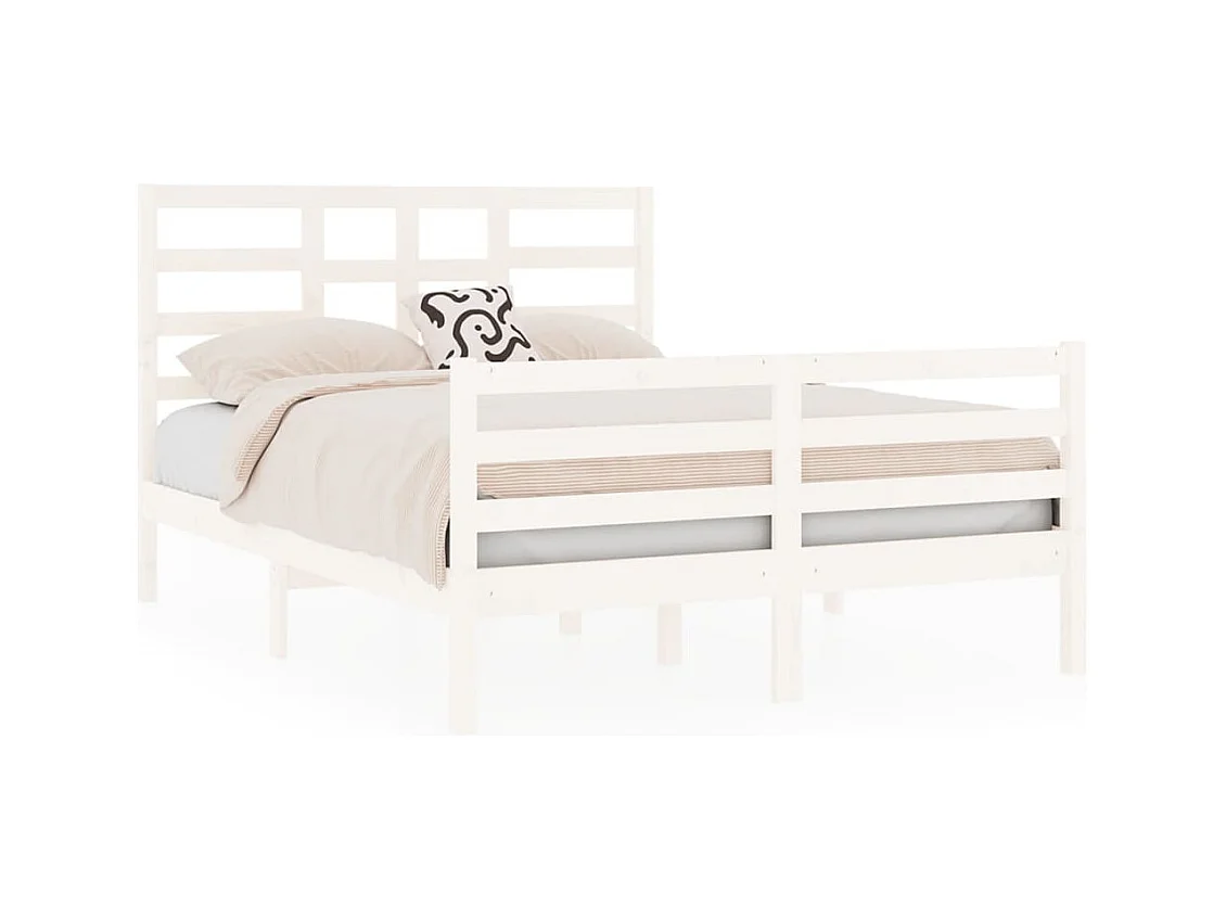 Bedframe zonder matras wit massief hout 140x190 cm