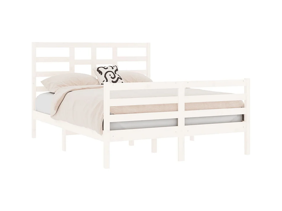 Bedframe zonder matras wit massief hout 140x190 cm