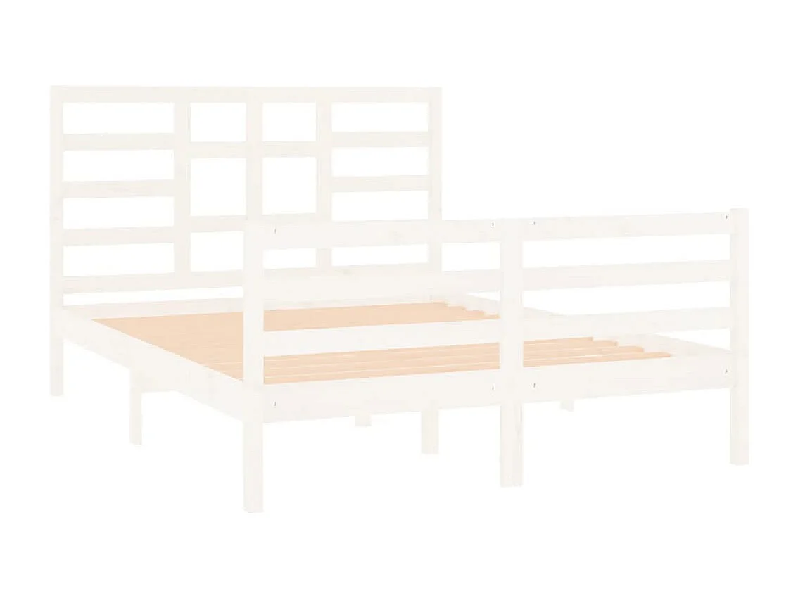Estructura de cama sin colchón de madera maciza blanca 140x190 cm