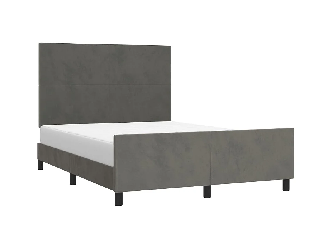 Struttura letto senza materasso grigio scuro 140x190 cm velluto