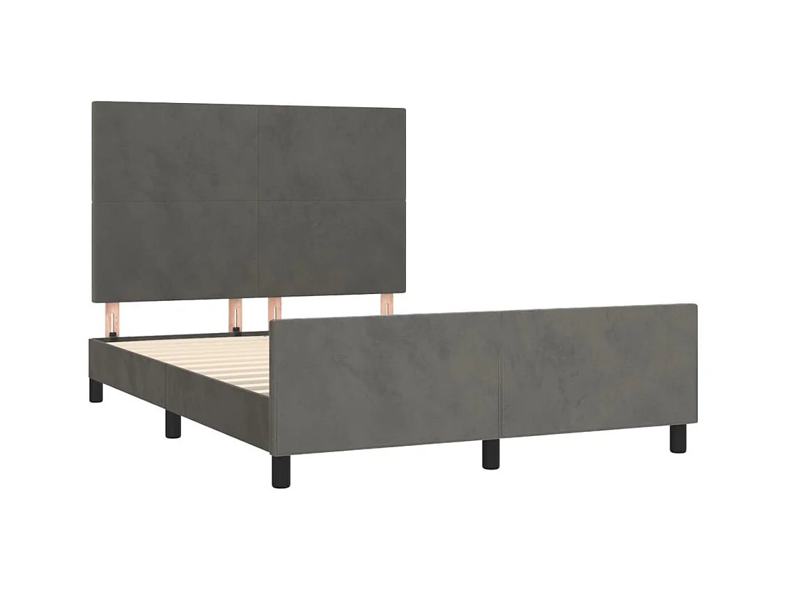 Struttura letto senza materasso grigio scuro 140x190 cm velluto
