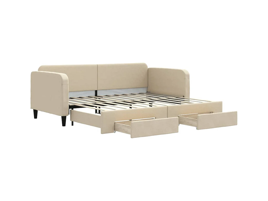 Dagbed met onderschuifbed en lades zonder crème matras 90x200cm