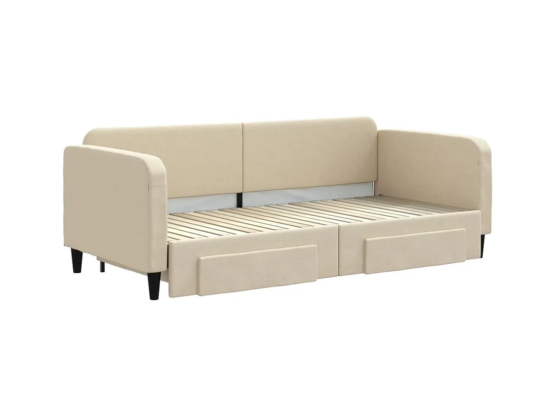 Dagbed met onderschuifbed en lades zonder crème matras 90x200cm