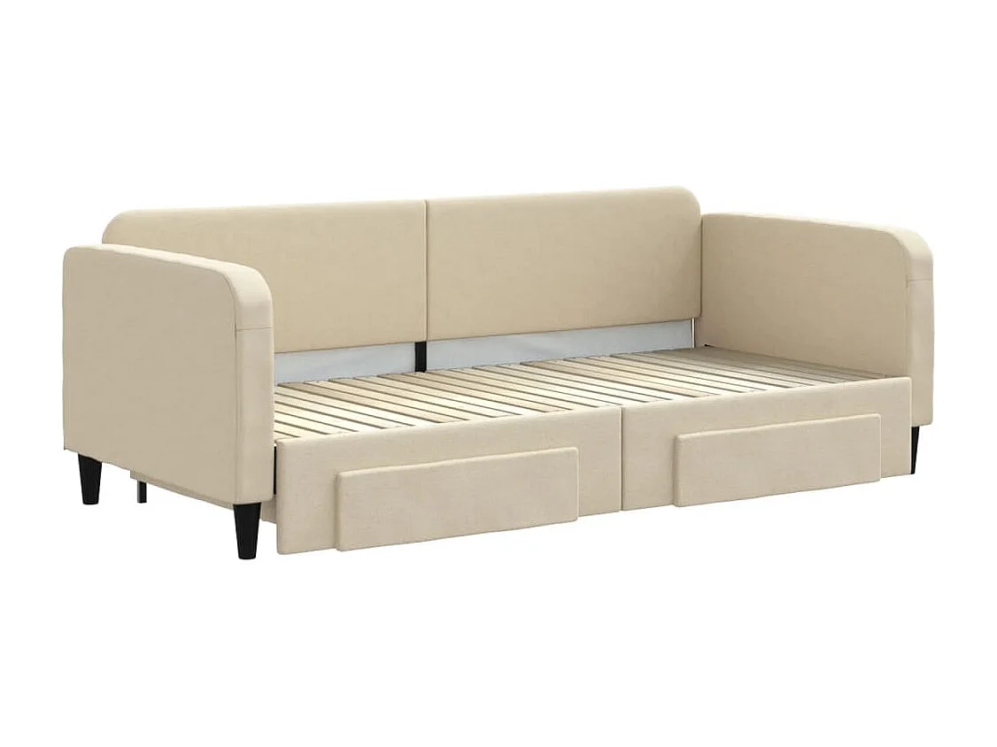 Dagbed met onderschuifbed en lades zonder crème matras 90x200cm