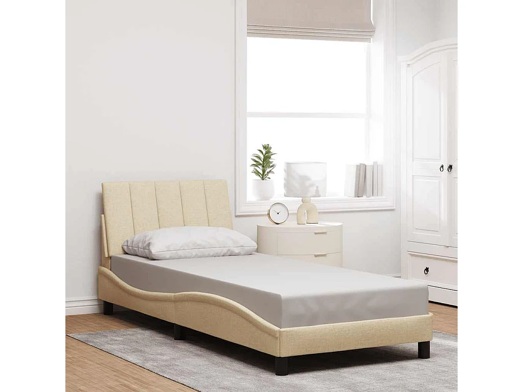 Cadre de lit sans matelas crème 90x190 cm tissu