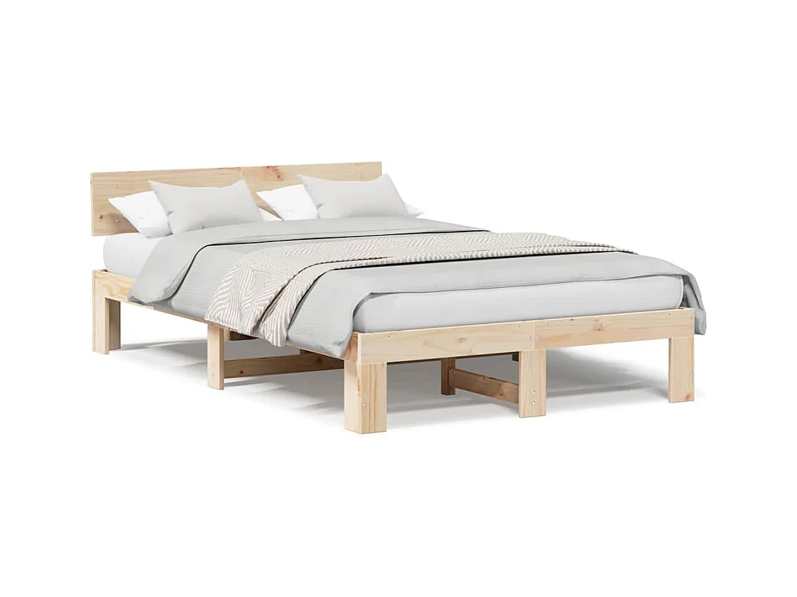 Bruin bedframe 120 x 190 cm massief grenenhout