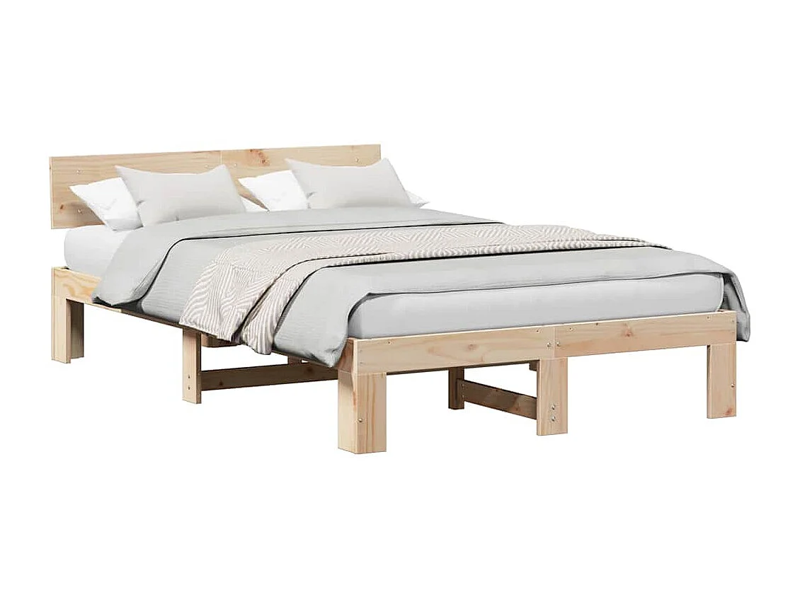 Struttura letto marrone 120 x 190 cm in legno massello di pino