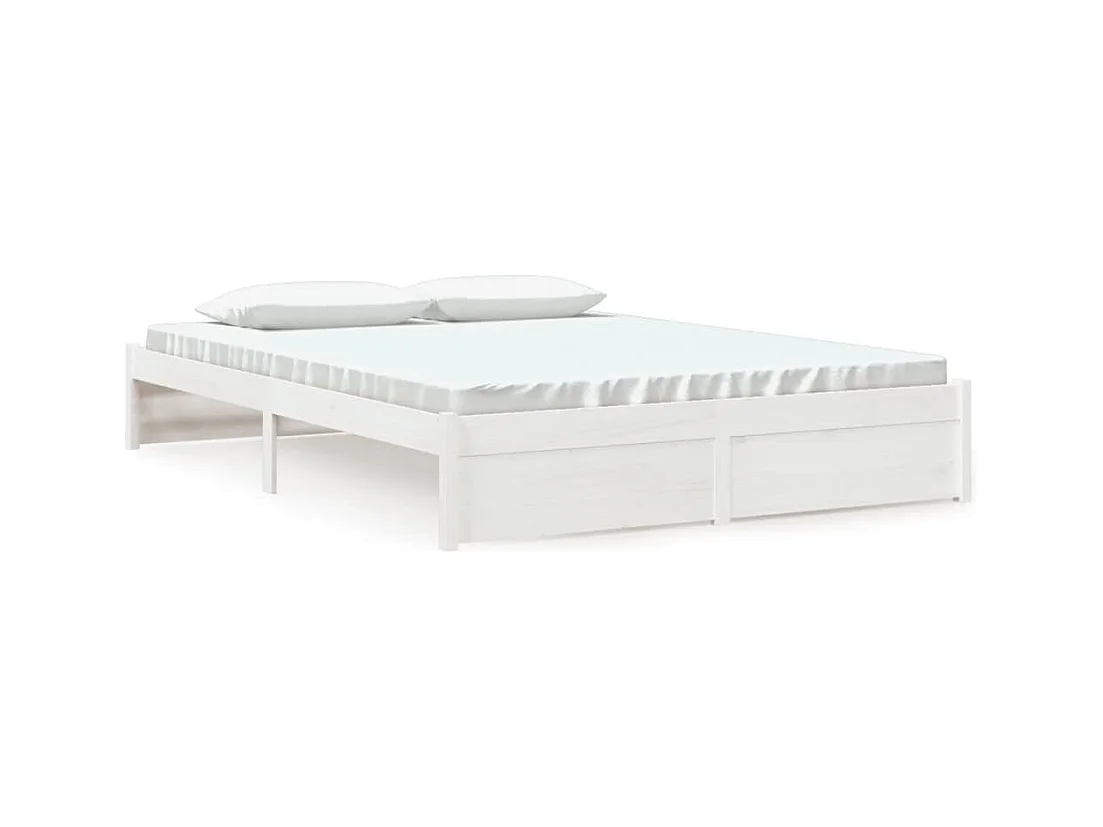 Cadre de lit sans matelas blanc bois massif 150x200 cm