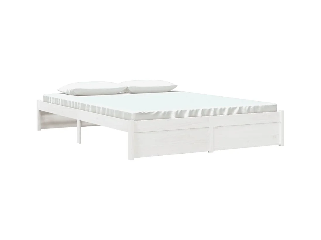 Cadre de lit sans matelas blanc bois massif 150x200 cm