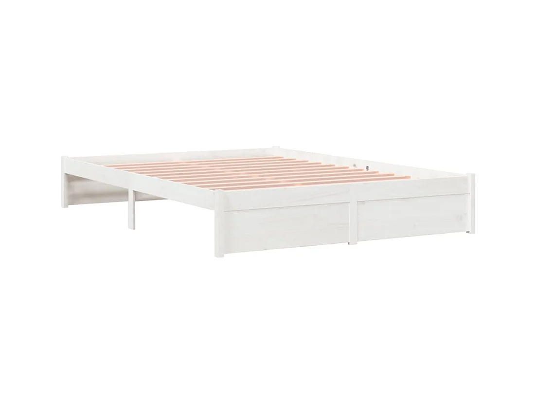Cadre de lit sans matelas blanc bois massif 150x200 cm
