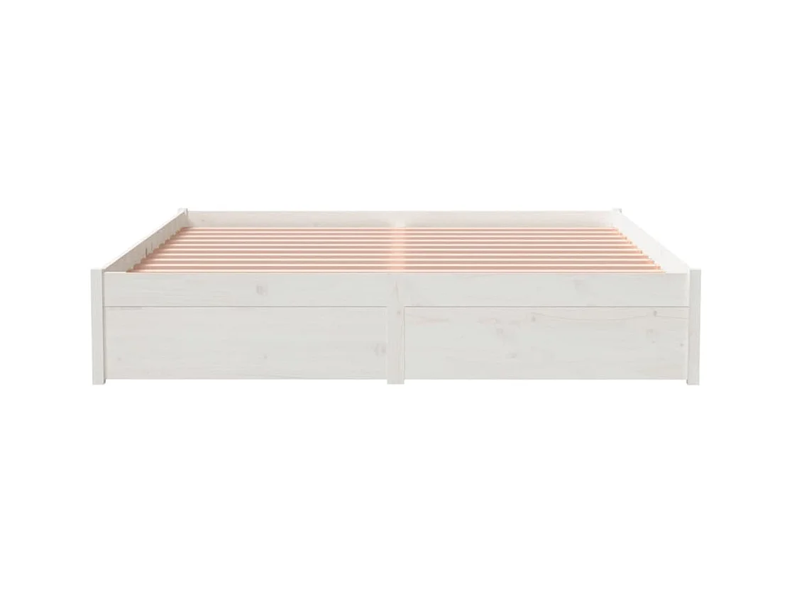 Cadre de lit sans matelas blanc bois massif 150x200 cm