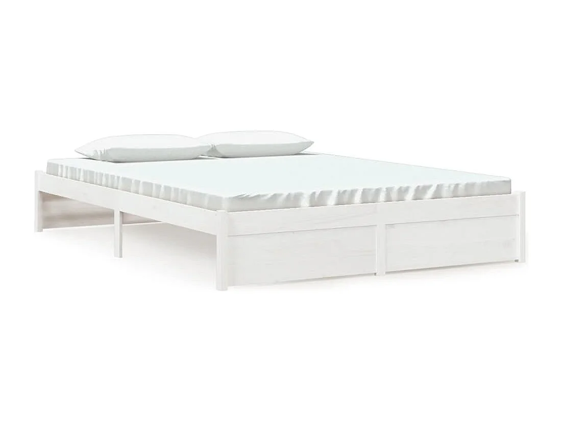 Cadre de lit sans matelas blanc bois massif 150x200 cm