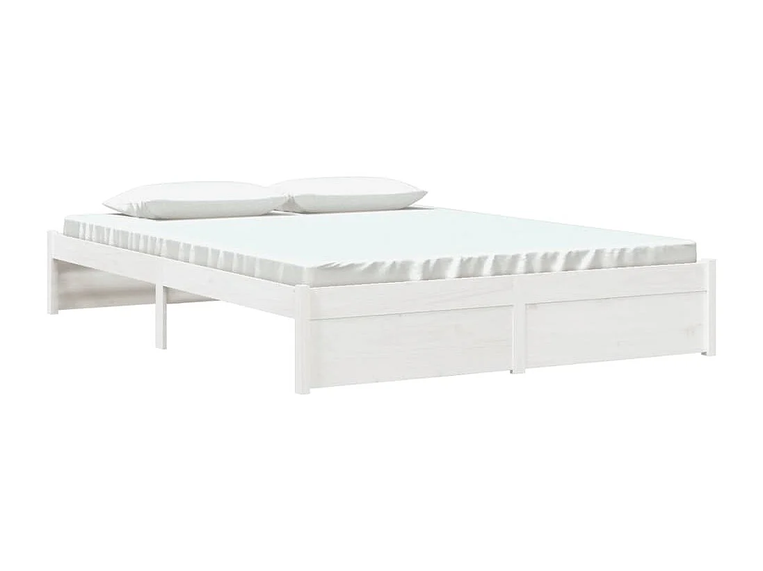 Cadre de lit sans matelas blanc bois massif 150x200 cm
