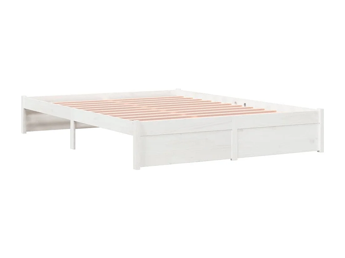Cadre de lit sans matelas blanc bois massif 150x200 cm