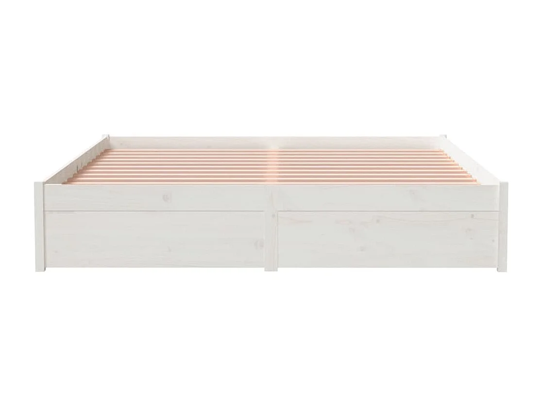 Cadre de lit sans matelas blanc bois massif 150x200 cm
