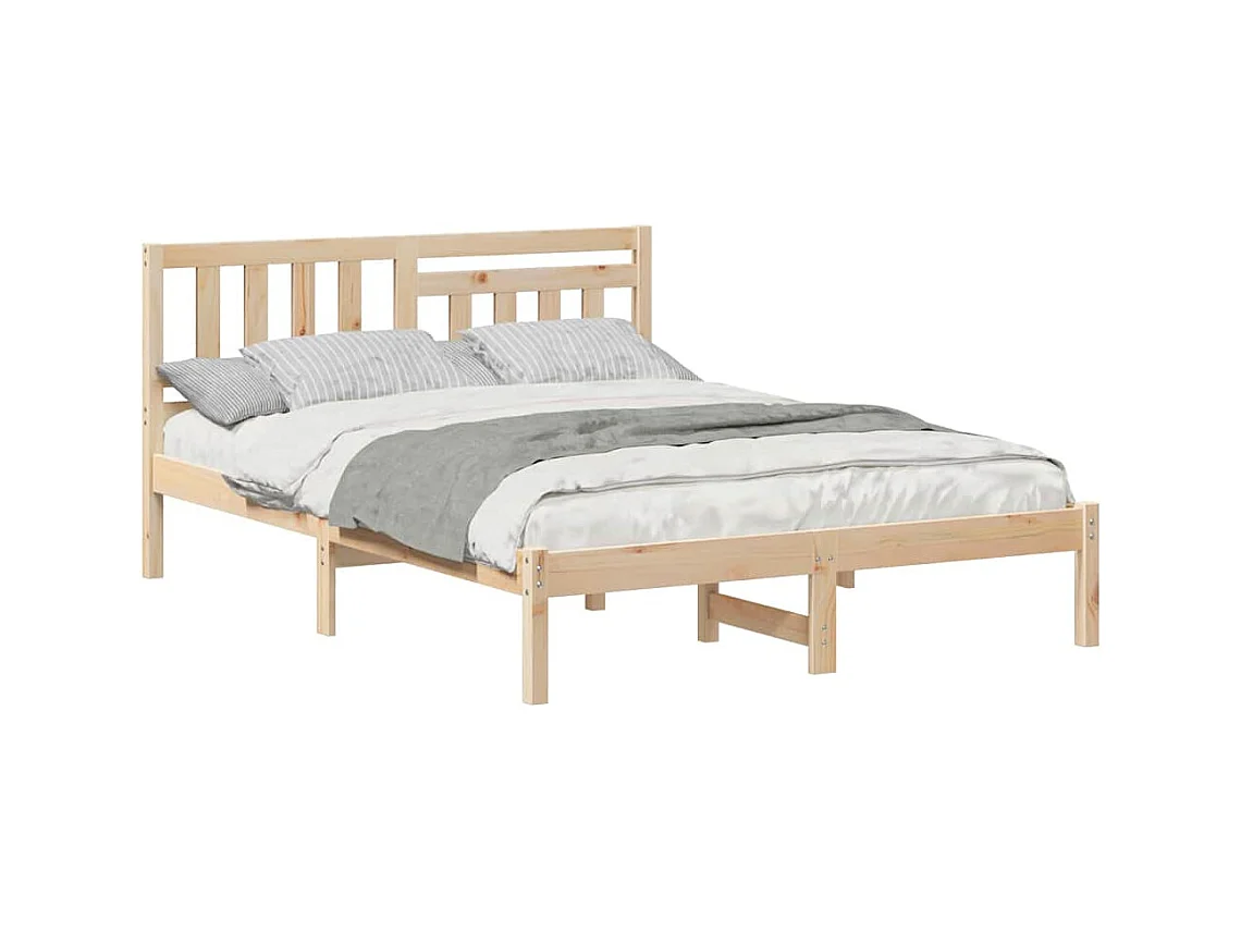 Struttura letto marrone 120 x 190 cm in legno massello di pino