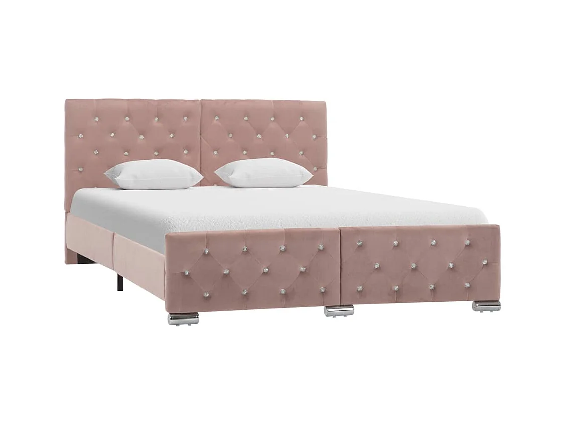Bedframe zonder matras Roze Fluweel 140x200 cm