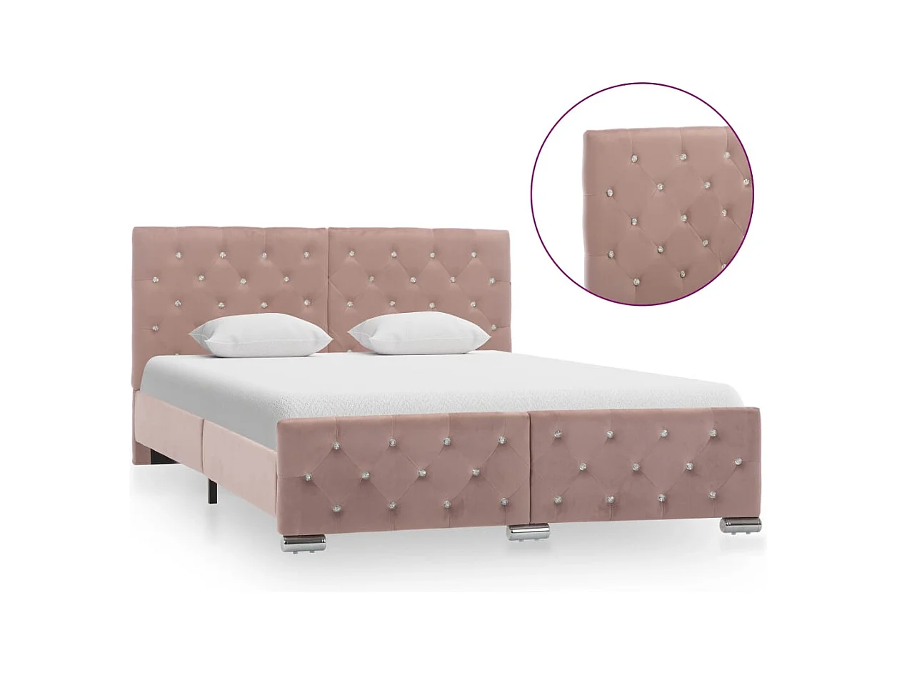 Bedframe zonder matras Roze Fluweel 140x200 cm