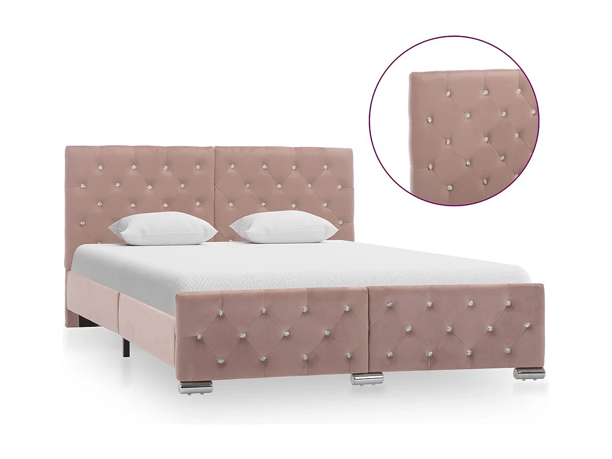 Struttura letto senza materasso Pink Velvet 140x200 cm