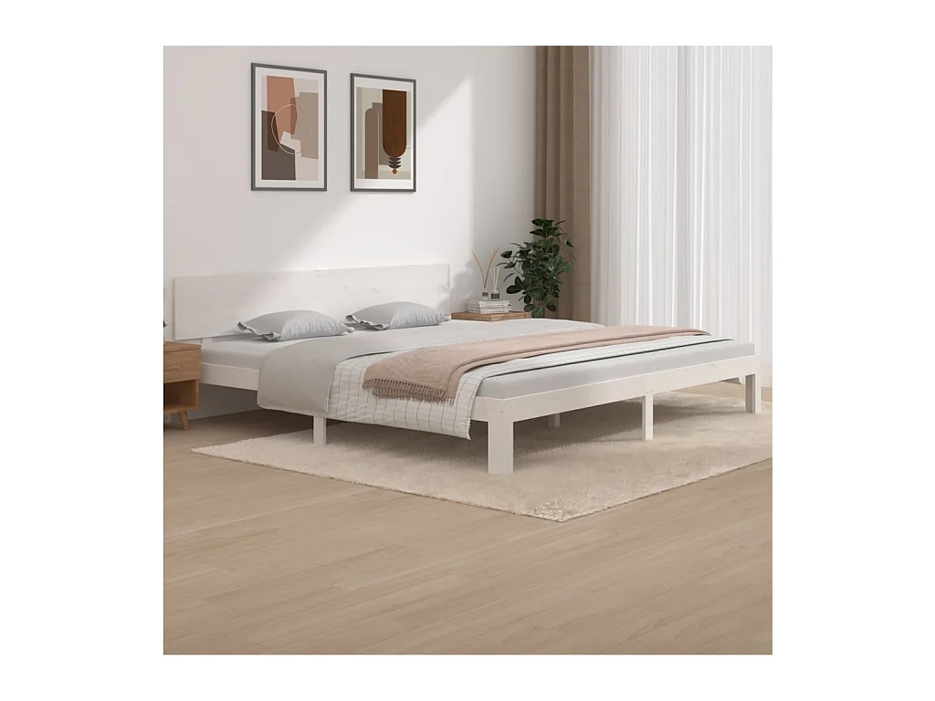 Bedframe zonder matras wit massief grenenhout 200x200 cm