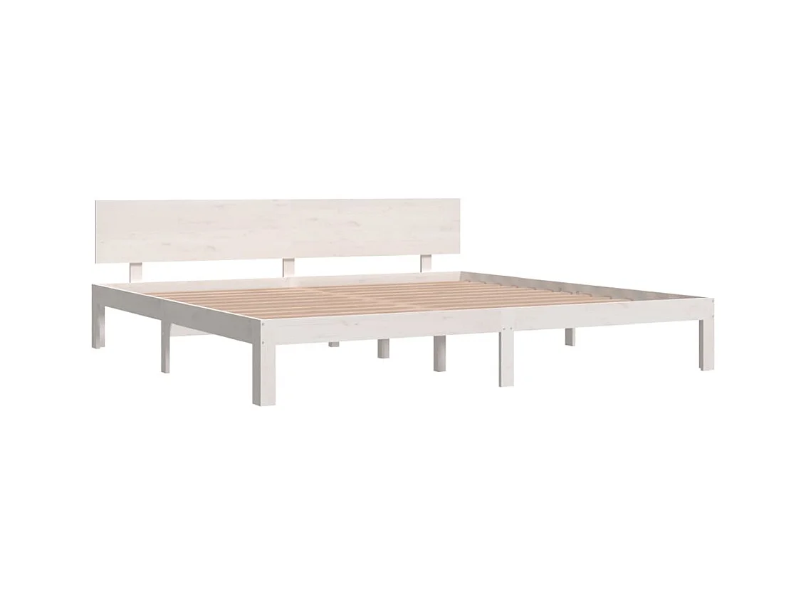 Bedframe zonder matras wit massief grenenhout 200x200 cm