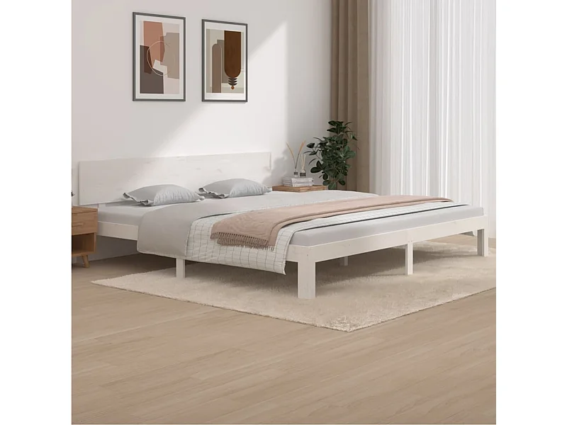 Estructura de cama sin colchón de madera maciza de pino blanco 200x200 cm