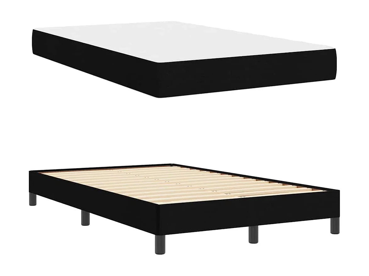 Cama de muelles con colchón Tela negra 120 x 200 cm