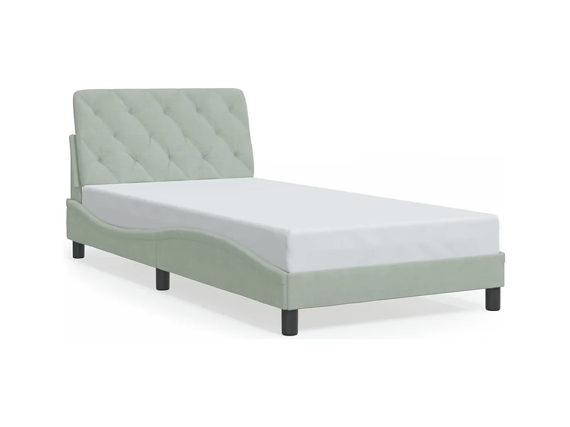 Struttura letto senza materasso grigio chiaro 100x200 cm velluto