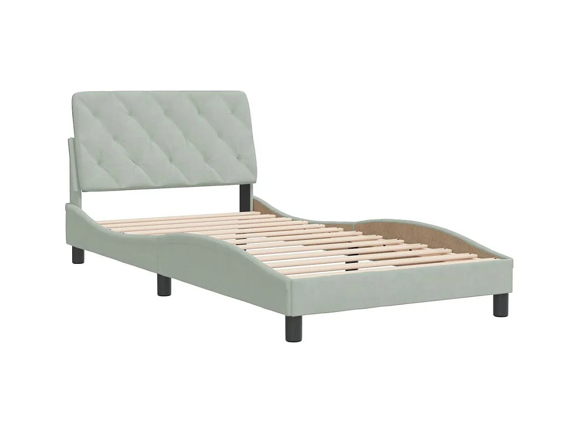 Struttura letto senza materasso grigio chiaro 100x200 cm velluto