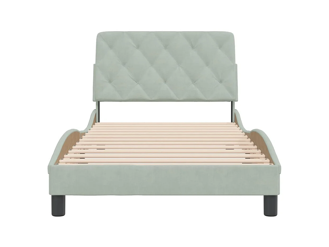 Struttura letto senza materasso grigio chiaro 100x200 cm velluto