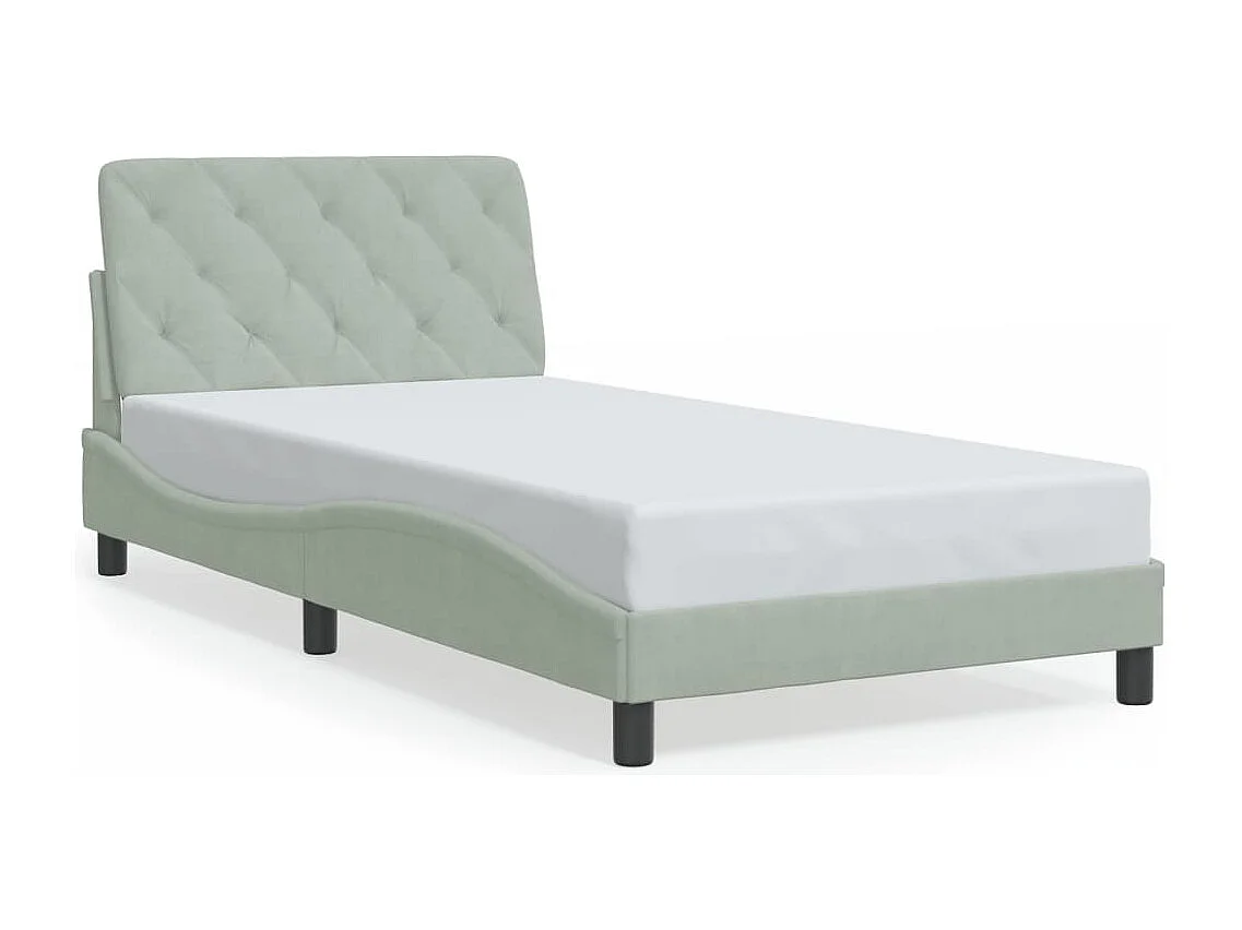 Struttura letto senza materasso grigio chiaro 100x200 cm velluto