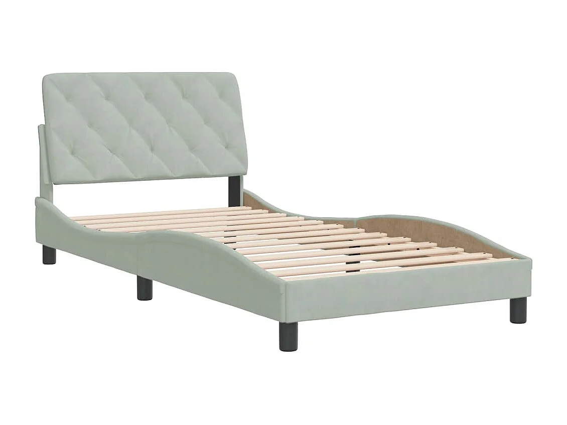 Struttura letto senza materasso grigio chiaro 100x200 cm velluto