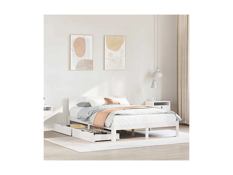 Bettgestell mit Schubladen ohne Matratze weiß 120x200 cm