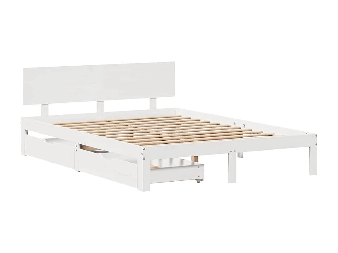 Bettgestell mit Schubladen ohne Matratze weiß 120x200 cm