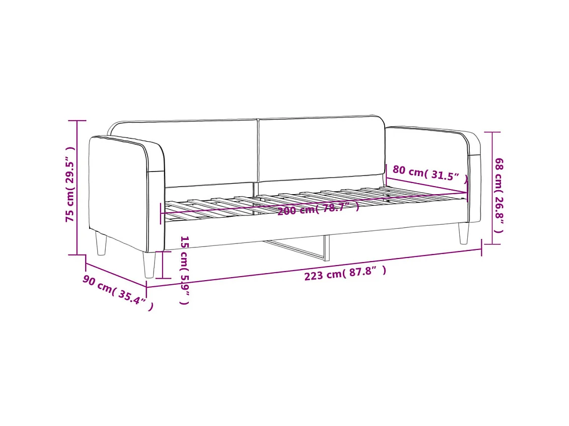 Lit de repos sans matelas taupe 80x200 cm tissu