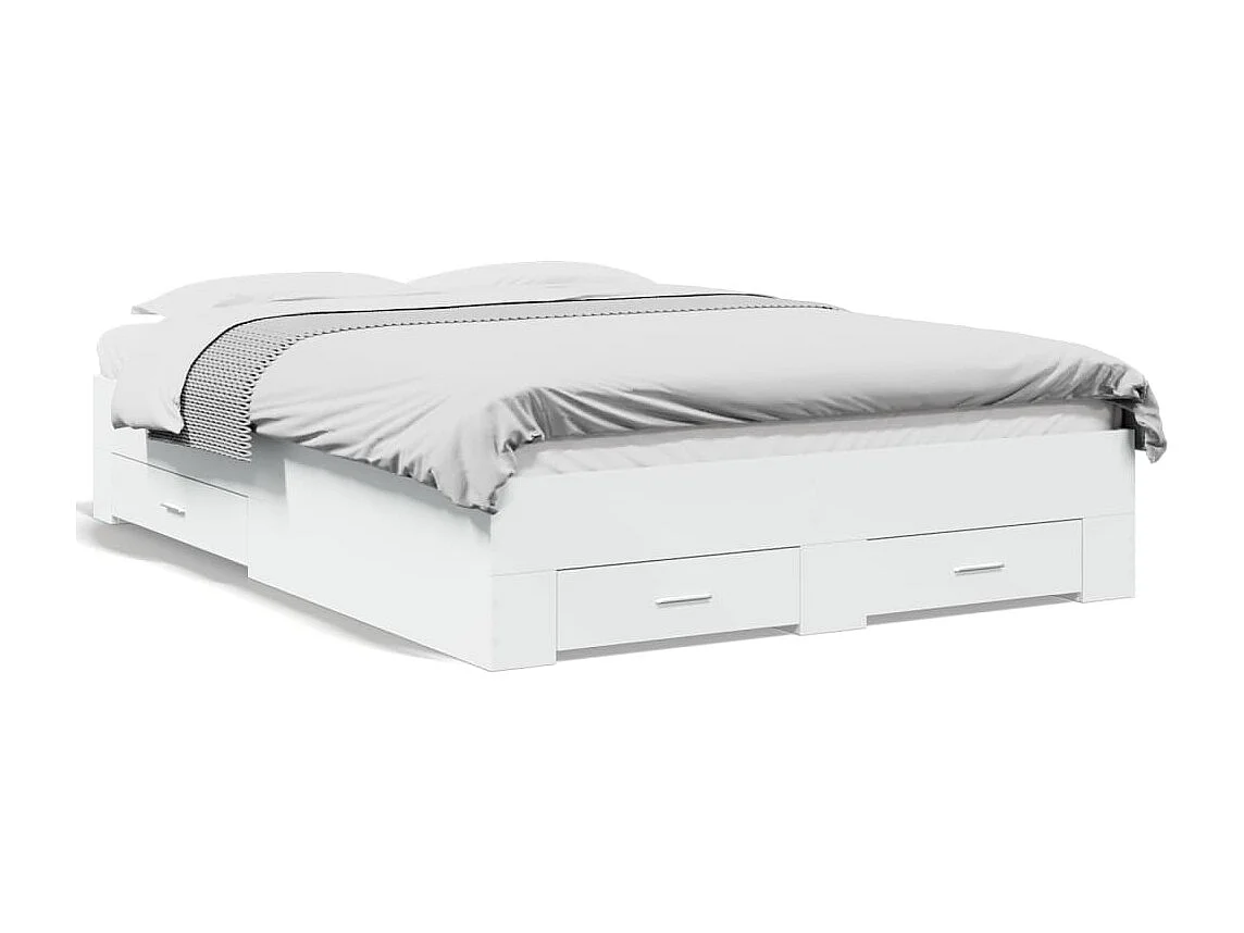 Estructura de cama con cajones sin colchón blanca 135x190 cm