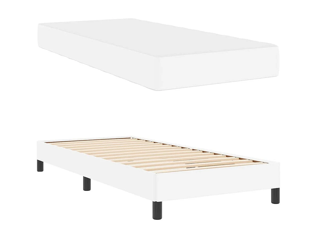 Cama con colchón Blanco puro 90 x 200 cm Piel sintética