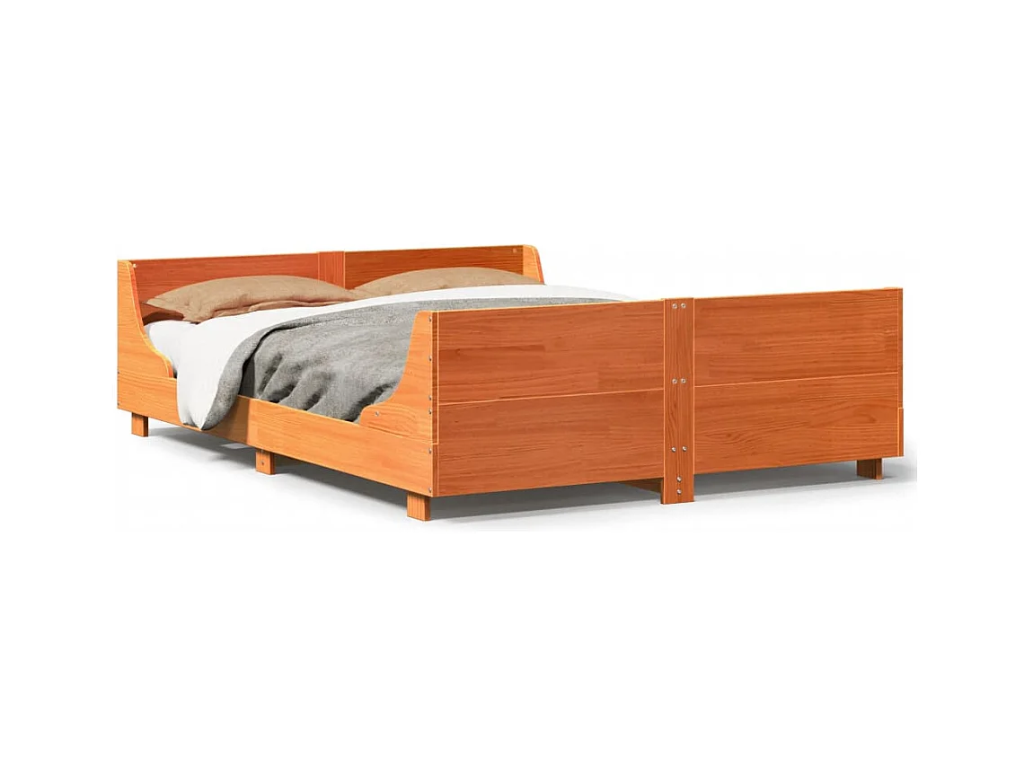 Bedframe zonder matras bruin gewaxt 140x190cm massief grenenhout