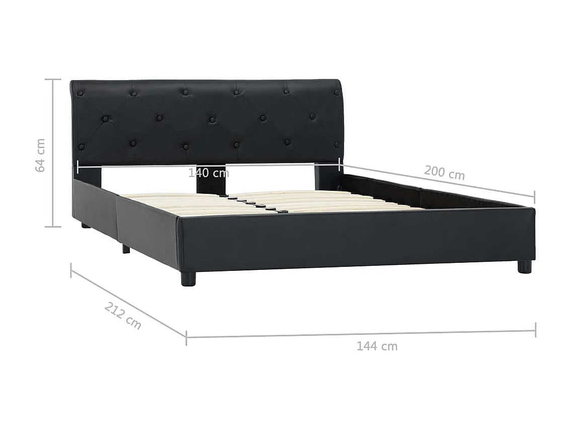 Bettgestell ohne Matratze schwarz Kunstleder 140x200 cm