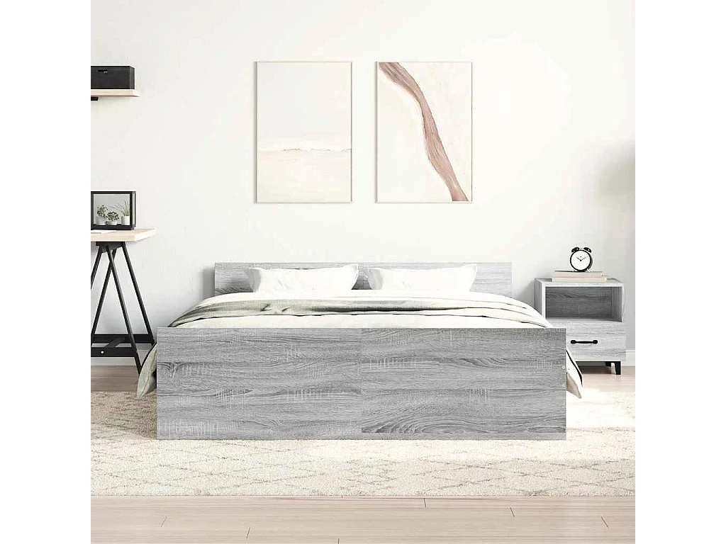 Estructura de cama sin colchón sonoma gris 140x190 cm