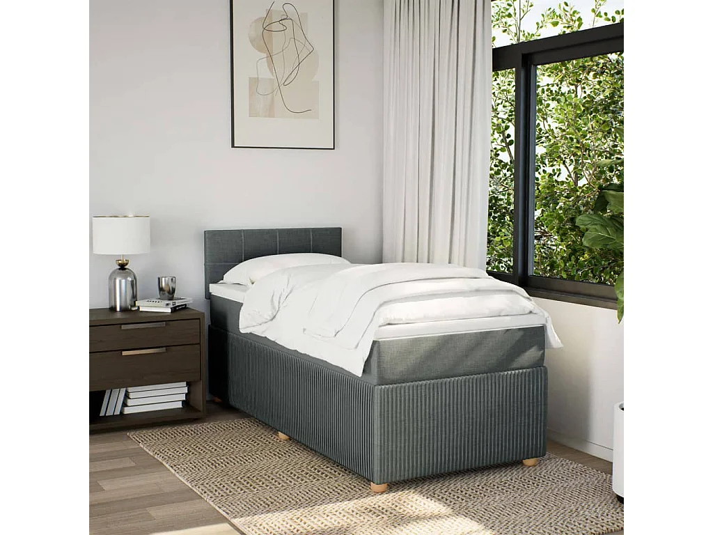 Sommier à lattes de lit avec matelas Gris foncé 80x200 cm Tissu