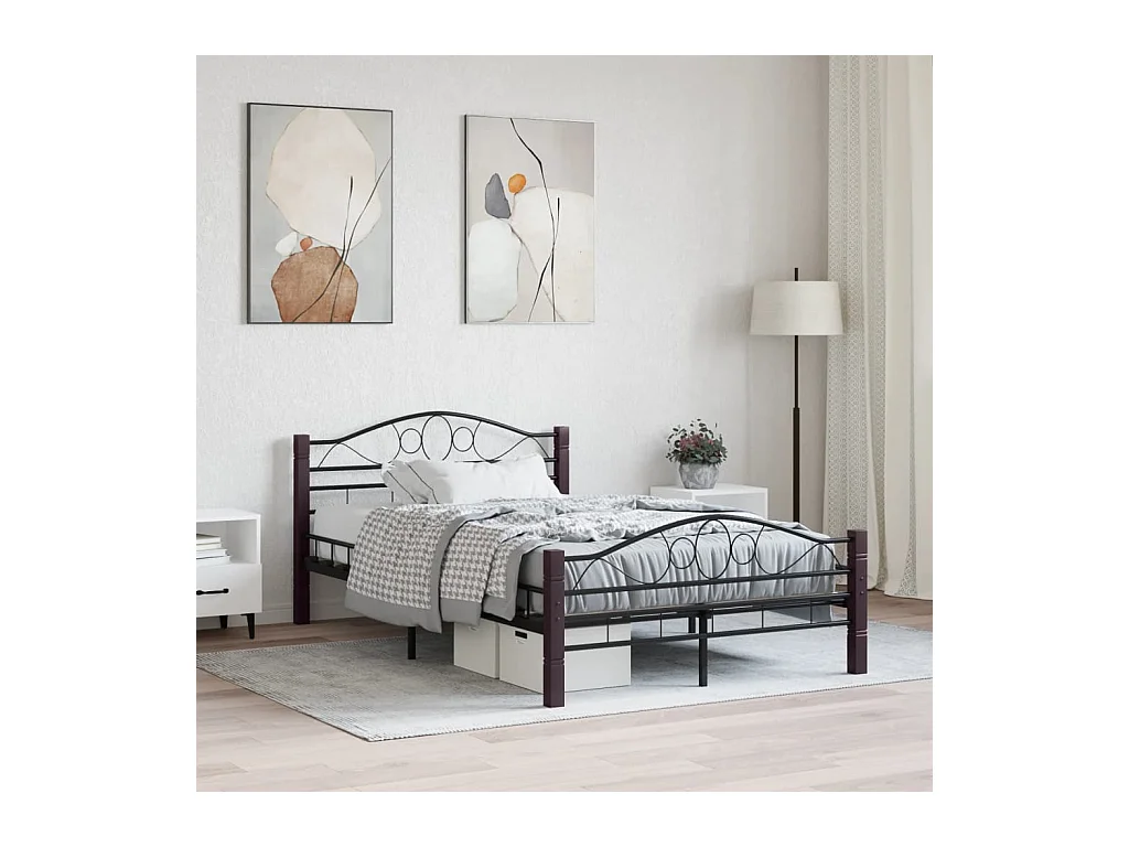 Estructura de cama sin colchón de metal negro 120x200 cm