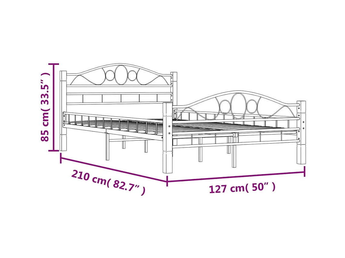 Estructura de cama sin colchón de metal negro 120x200 cm