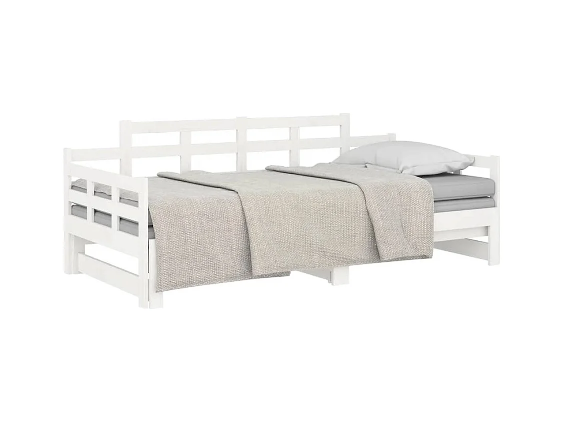 Schuifbed zonder matras wit massief grenenhout