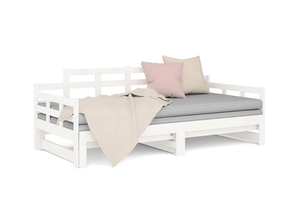 Schuifbed zonder matras wit massief grenenhout